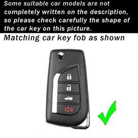 ontto 4-button Flip Key Fob Cover Fit for Toyota TPU Key Case Anti-fall Car Key Holder for Avalon Camry Corolla Fortuner Highlander Levin RAV4 Sequoia Sienna Tacoma Key Remote Grey