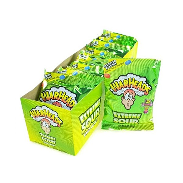 Warheads Mega Extreme Sour Hard Candy 1-Ounce Packs (Pack of 12)