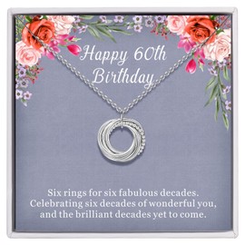 AM ANNIS MUNN 60th Birthday Gifts for Women 925 Sterling Silver Necklace Birthday Gifts for Mom Jewelry for Women 60th Mom Happy Birthday Necklace