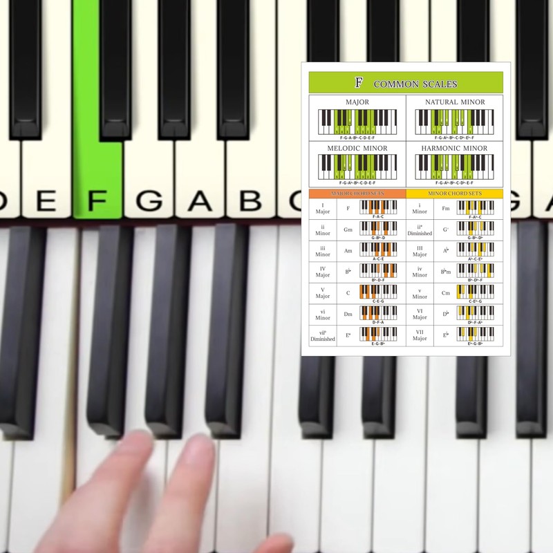 14 Pcs Piano Chord Chart & Scale Poster Perfect for