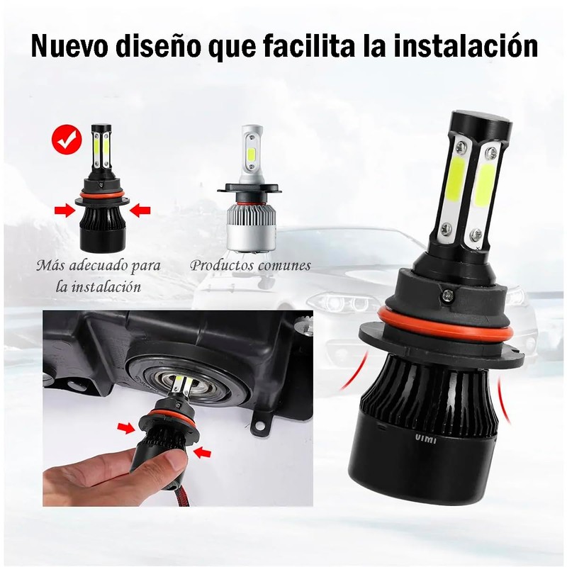 Kit 2 Focos Led Modelo 9007 Luz Blanca De 4