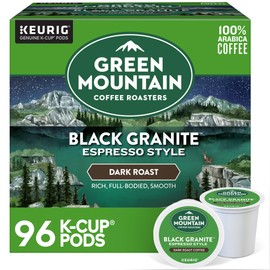 Green Mountain Coffee Roasters Black Granite, Keurig Single Serve K-Cup Pods, Espresso Style Dark Roast, 96 Count (4 Packs of 24)