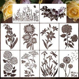 Large Flower Stencil 14inch Flower Stencils for Painting Floral Stencils Reusable Sunflower Hibiscus Stencil Drawing Templates for Wood Garden Fence Furniture Fabrics DIY Decor