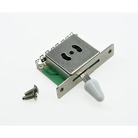 Chrome Electric Guitar 5 Way Pickup Switch w/White Tip Chrome Screws for Strat Tele