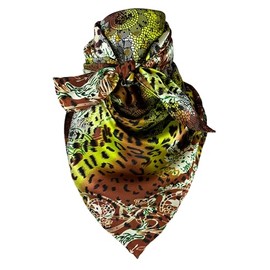 Wyoming Traders Cowboy Wild Rag Charmeuse 100% Silk Scarf Bandana 34" (Jungle Fever)
