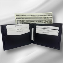 Wallet Leather with 1 ID Window for Men, Bifold Top Flip, Travel Wallet with Extra Capacity for 9 Credit Cards, Black, Leather Wallet for Men