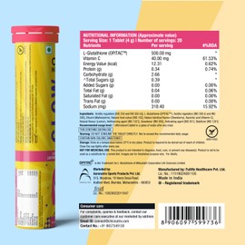 Chicnutrix Glow - 500mg Japanese Glutathione & Vit. C for Brighter Skin | 60 effervescent tablets | Skin Glow & Radiance | Strawberry-lemon flavour