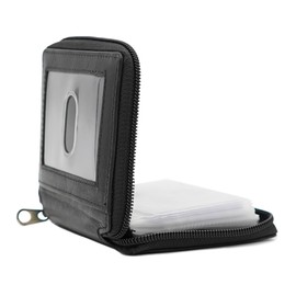 ag wallets Mens Zip Around Leather Wallet with Inserts (Black)