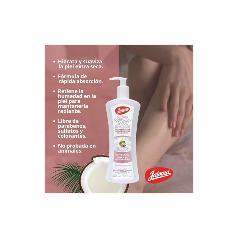 Jaloma | Crema Corporal de Coco + Colágeno, Nutrición Intensiva,