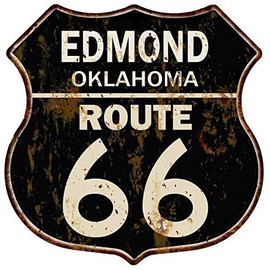 Edmond, Oklahoma Route 66 Shield Metal Sign Man Cave Ga12 x 12 High Gloss Metal 211110014205