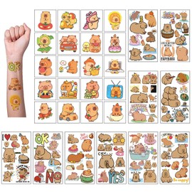 Pack of 30 cartoon capybar stickers, temporary tattoo stickers for children, waterproof tattoo stickers, party decoration, tattoo stickers.