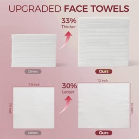 SUZZYVINE Disposable Face Towel Facial Towels 100% PLANT FIBER 10.65"×11.02" Facial Wipes for Sensitive Skin,Clean Skin Club Face Towels Ultra Soft,50 Count (1 Pack)