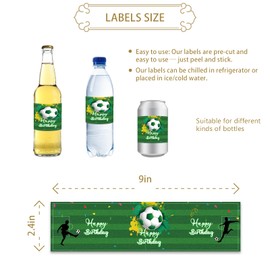 Soccer Happy Birthday Water Bottle Labels, Soccer Bottle Wrappers for Baby Shower, Football Birthday Water Bottle Stickers, Sport Themed Birthday Party Decoration - Set of 32