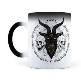 LISE GRAPHIX | Taza Mágica Baphomet Cabra 666 | Taza de Cerámica | Sensible al calor | 11 Onzas | 325 mL | Un Detalle Original para Todo Momento | Ideal Para Casa u Oficina