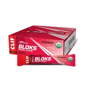 Clif Bloks CLIF BLOKS - Strawberry Flavor - Energy Chews - Non-GMO - Plant Based - Fast Fuel for Cycling and Running - Quick Carbohydrates and Electrolytes - 2.12 oz. (18 Count)