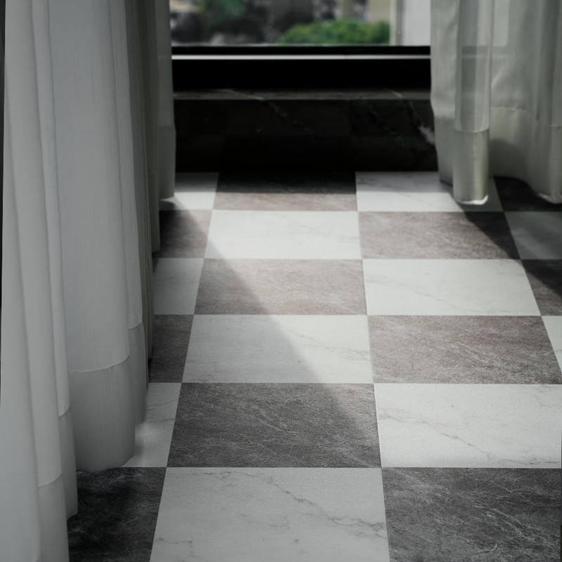 Checkered Peel and Stick Vinyl Flooring Roll – 15.7"x 236"
