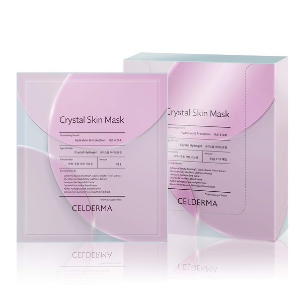 CELDERMA Crystal Skin Mask [10pcs] Korean Hydrogel Collagen Mask Pack for Dry Skin, Song Ji Hyo Face Skincare Mask
