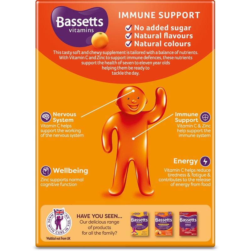 Bassetts Vitamins 7-11 Years Immune VIT C & Zinc 30's,