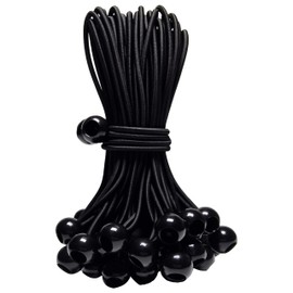 YELIER 9" Bungee Cords with Balls (50 Pack, Black) - Antioxidant, UV Resistant, Secure Tie-Down Solution