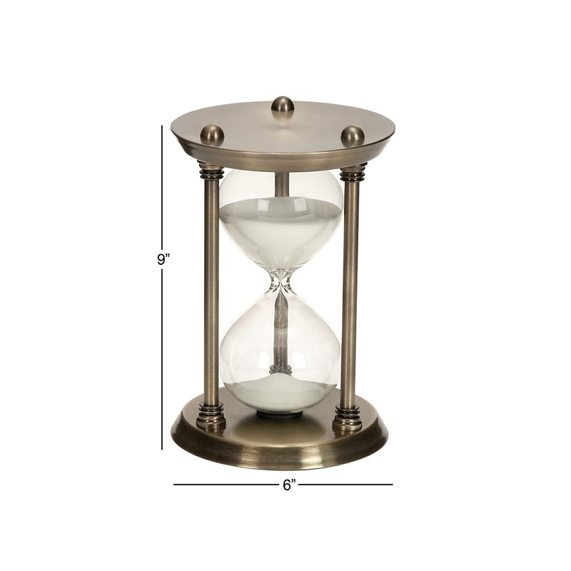Deco 79 Metal Timer Hourglass Sand , 6" x 6"