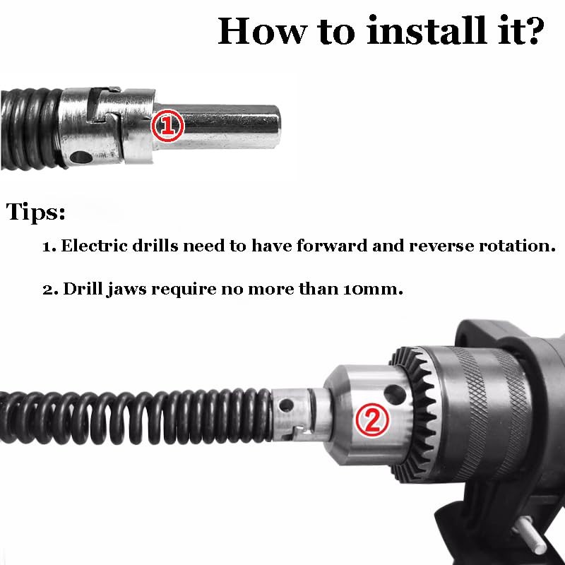 Drill Snake for Plumbing 9.84Ft Drain Clog Remover Drain Auger