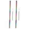 2Pcs Collapsible Metal Straw 304 Stainless Steel Drinking Travel Telescopic