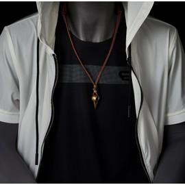 Antique Bronze Eagle Bird Head Skull Pendant, Mens Leather Cord Necklace Brown, Tribal Gothic