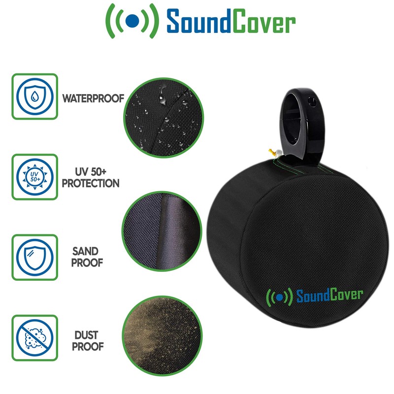 Black Waterproof 600D Marine Wake Tower Speaker Covers – Large