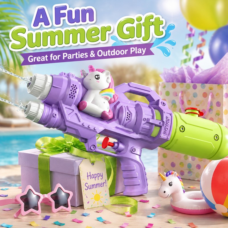 Cartoon Water Gun Toy for Kids – Double-Nozzle Unicorn &