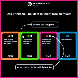 KAMPFHUMMEL OMG The Brazen Party Game; Entertainment on Birthdays, New Year's Eve and Any Celebrations | The Drinking Game Where You Don't Have to Drink | Truth or Dare | for 3-8 Players from 16 Years