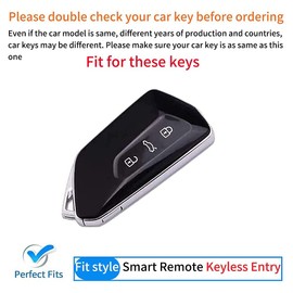 ontto Key Case Suitable for VW Golf 8 R GTI ID.4 ID.3 ID.5 Multivan T7 Caddy Skoda Octavia A8 Enyaq Seat Leon FR MK4 Car Key Case TPU Key Case Protective Key Fob Gold Black