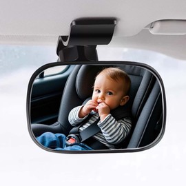 KUQUTIDU Car Mirror for Baby, 360° Adjustable HD Car Rear View Mirror for Baby Rear Facing, Safety Wide Angle Convex Clip-on Sun Visor Mirrors for Observing Back Seat Passengers, Auto Accessories
