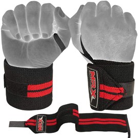 MRX Weight Lifting Gym Training Wrist Wraps for Wrist Support Bodybuilding Workout Wrap Men/Women Pack of 4 (Black/Red)