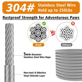 XiaZ Dog Tie Out Cable for Large Dogs, 50ft Heavy Duty Reflective Dog Lead Leash for Outside Up to 250 Pound, Silver