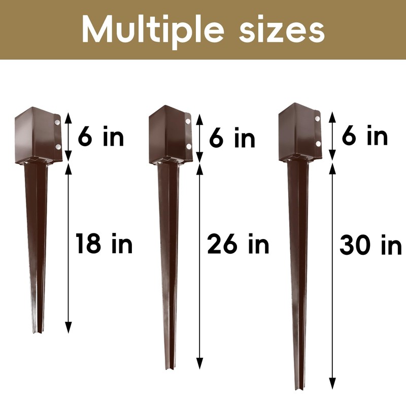 Thealyn Heavy Duty Metal Fence Post Anchor 32 Inch, 4"x4"