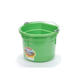 Little Giant® Flat Back Plastic Animal Feed Bucket | Animal Feed Bucket with Metal Handle | Horse Feed & Water Bucket | 8 Quarts | Lime Green