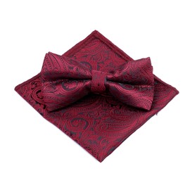 Vxcbad Bow Tie Red Bow Tie Men's Bow Tie Pocket Square Set for Daily Use Office Wear Burgundy, Burgundy red