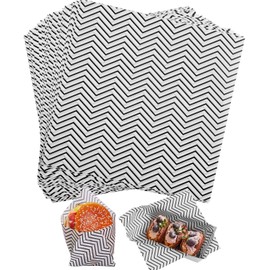 KIKISML 100 PCS Wavy Waxed Deli Paper Sheets 7 * 7 Inch, Food-grade Greaseproof Paper Hamburger Papers Food Basket Liners for Sandwiches, Burgers,Fries Wrapping for Party,Festival and Outdoor - Black