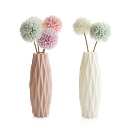 GmeDhc Plastic Vases, 2 Pieces Creative Flower Vase, Nordic Dried Flowers Vases, Home Creative Vase, Decorative Desktop Ornament Plastic Vase for Kitchen Living Room Bedroom Office (Pink and White)