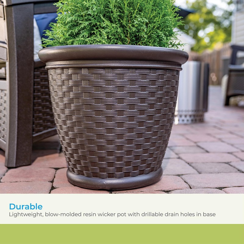Suncast Sonora 22 Inch Plastic Wicker Indoor or Outdoor Decorative