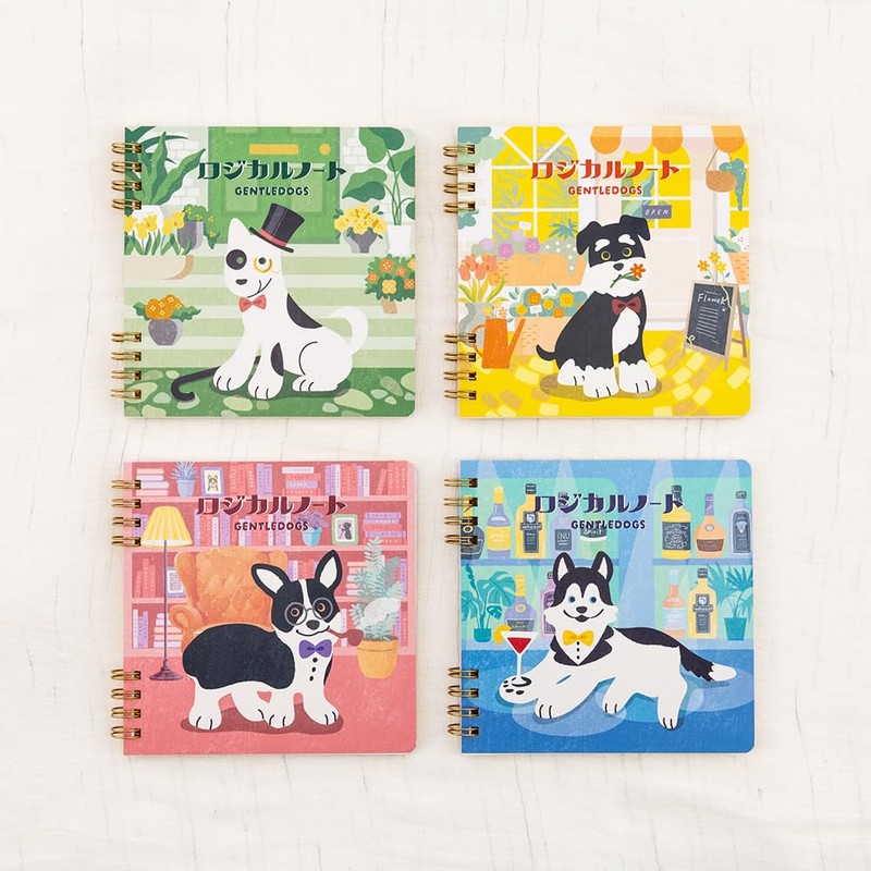 Nakabayashi Swing Logical W Ring Notebook, GentleDogs, B6 Square/Graph 0.2