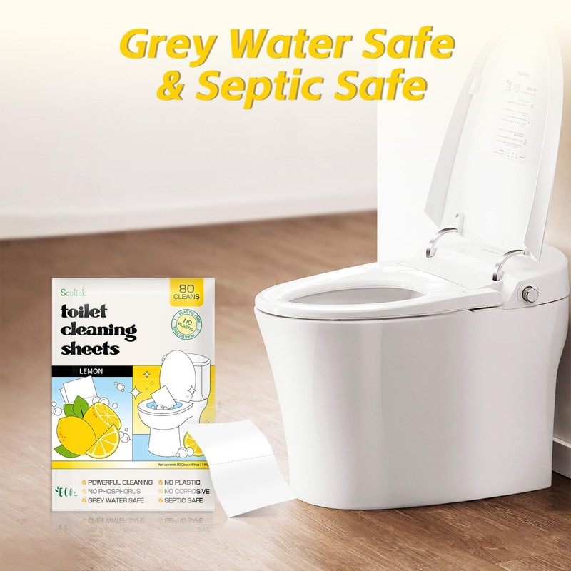 Soulink Toilet Cleaning Sheets - Plastic-Free, Liquidless, Toilet Bowl Cleaner