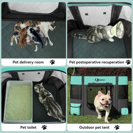 Dog Playpen28/31/35in,Cat Pet Puppy Pen,Portable Playpens for Dogs Indoor Outdoor Travel Camping Use,Foldable Dog Kennel Tent Crate for Rabbit Small Animals and Tent Stakes (Green, Lagre)