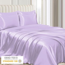 Pamposh Silk Satin Pillowcase for Hair and Skin - Pillow Cases Standard 2 Pack - Purple Standard Size Pillowcases 2 Pack with Envelope Closure (Purple, Standard (20" x 26"))