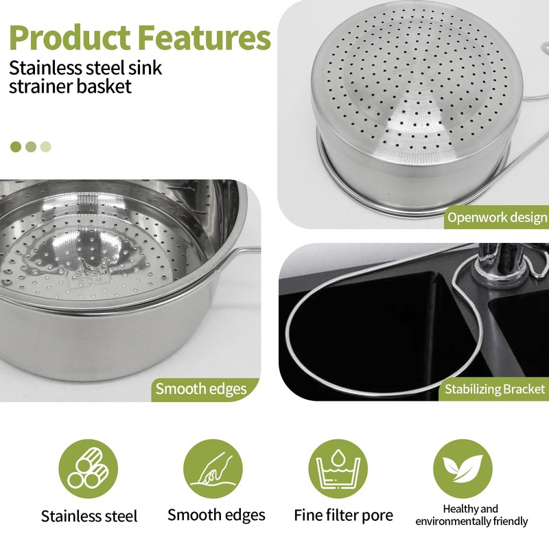 Stainless Steel Swan Sink Strainer Basket, Faucet Hanging Filter Multi-Functional