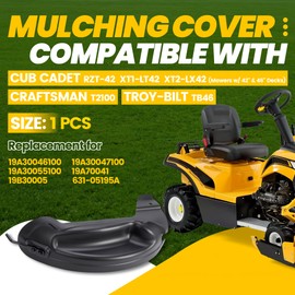 KUAFU Tractor Mulching Cover Compatible with Lawn Mowers w/ 42" & 46'' Decks Cub Cadet RZT-42 Troy-Bilt TB46 Craftsman T2100 Replacement for 631-05195A Mulch kit Mulch Plug Attachment Black Plastic PP