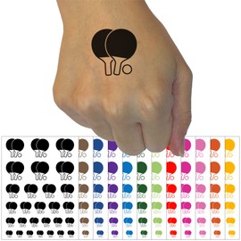 Ping Pong Table Tennis Paddles and Ball Temporary Tattoo Water Resistant Fake Body Art Set Collection - Hot Pink (One Sheet)