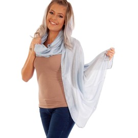 Dolce Abbraccio by RiemTex® Prima Donna women's silk scarf / stole / shawl / neckerchief made of wild silk in 31 plain colours (Prima Donna Seidenschal Damen) - blue grey, size: 190 x 85 cm