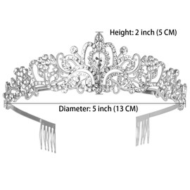 Crystal Rhinestones Wedding Tiara with Comb for Bridal Wedding Princess Queen Coronation Birthday Party Pink Crown Girl and Women Carnival Party Holiday Celebration for Adults