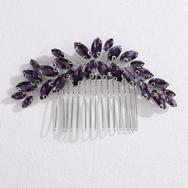 Octwine Bride Wedding Silver Green Red Rhinestone Crystal Hair Comb Wedding Party Prom Hair Headpiece Bridal Wedding Hair Accessories for Women (Purple)